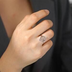 NEW 14k White Gold Plated 316L Cut Out Hollow Filigree Flower‎ Ring, Size 8